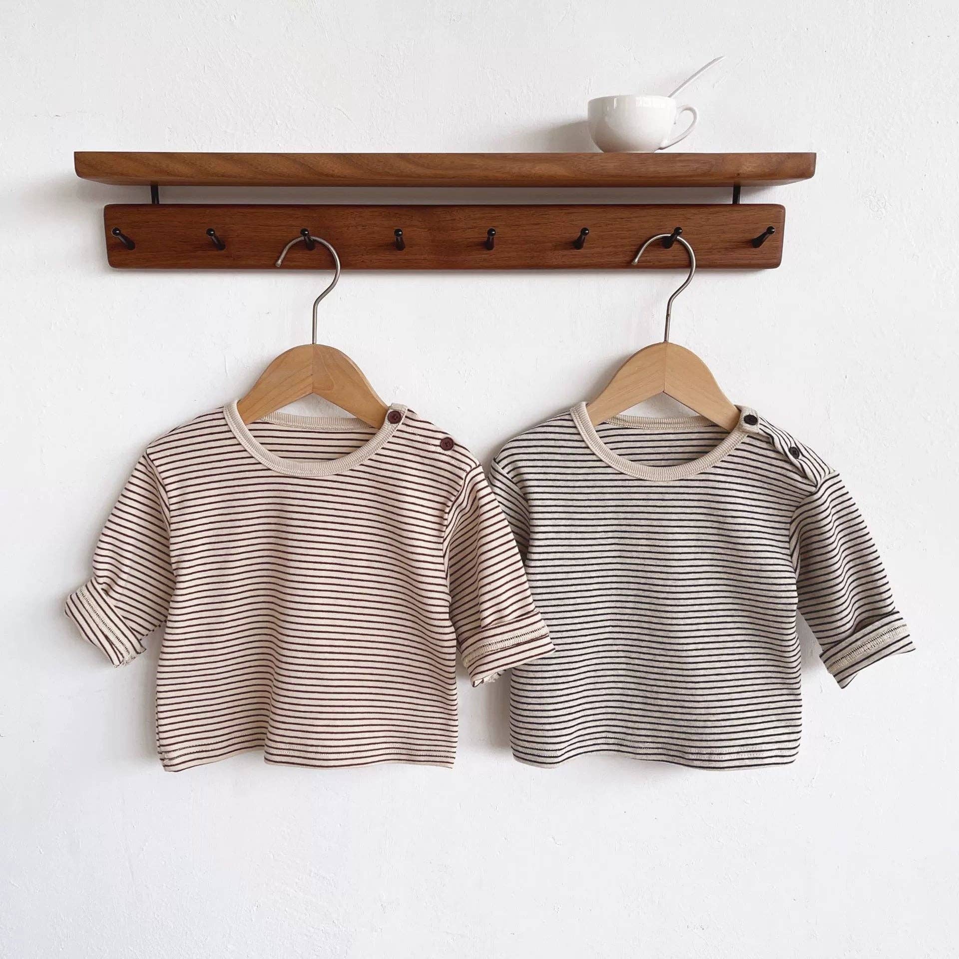 Baby Khaki Stripe T-Shirt: Khaki / 6-12M