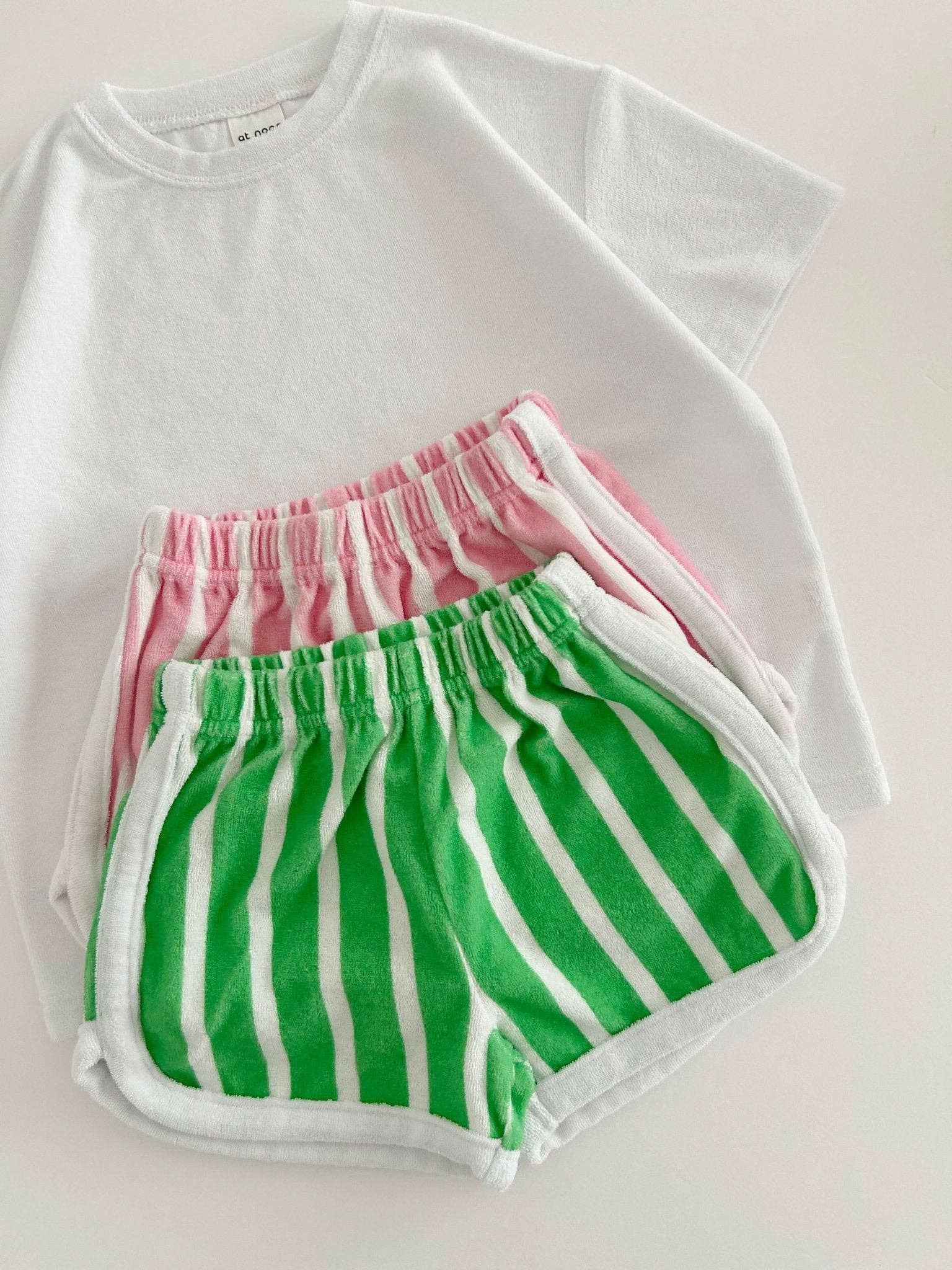 [At Noon Exclusive] Kids Terry Cloth Stripe Shorts - Pink / 4-5T
