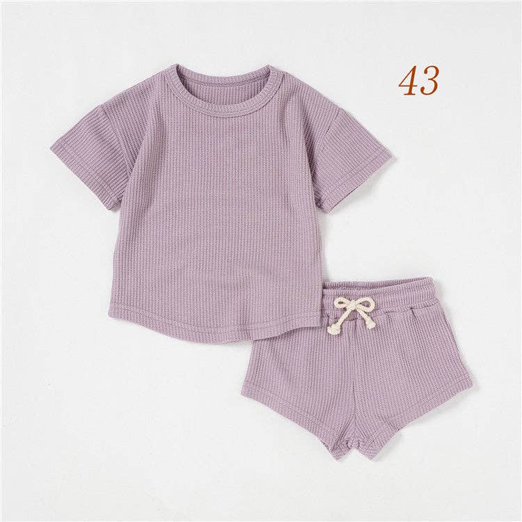 Organic Cotton Baby Short Sleeve Two-Piece Set: 43# Purple / 3-6M