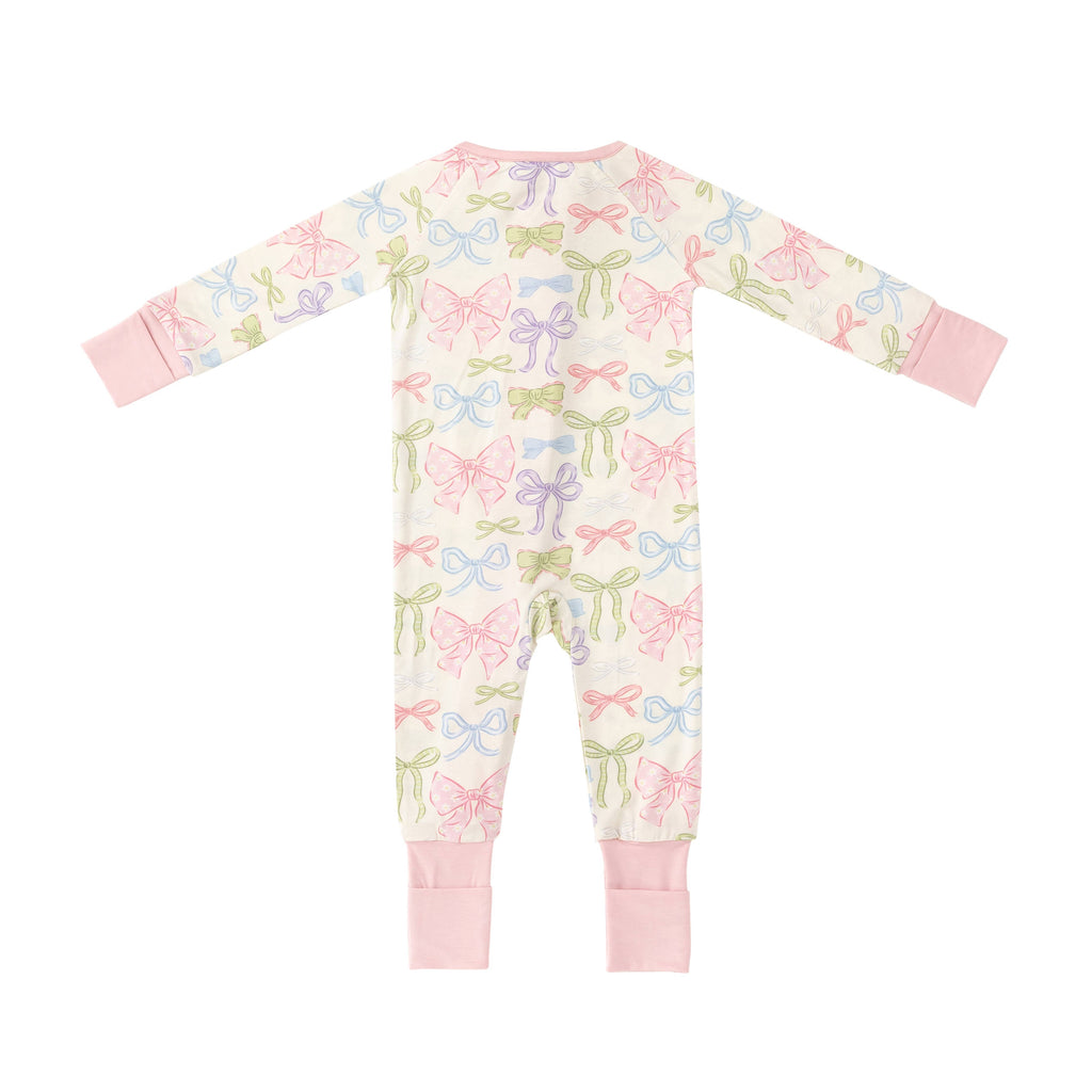 Heirloom Bows (Convertible Zip Footies): 3-6M