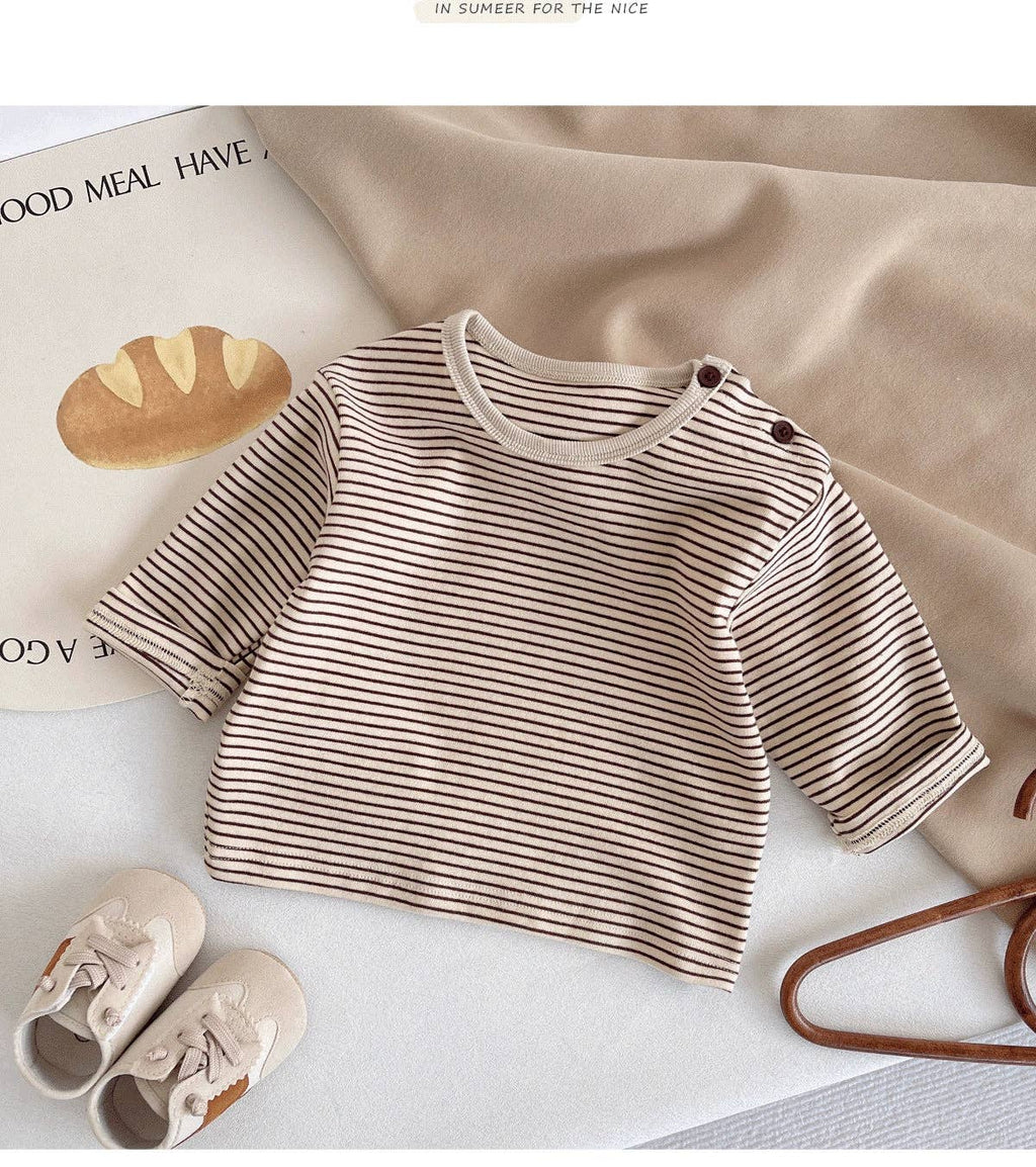 Baby Khaki Stripe T-Shirt: Khaki / 6-12M